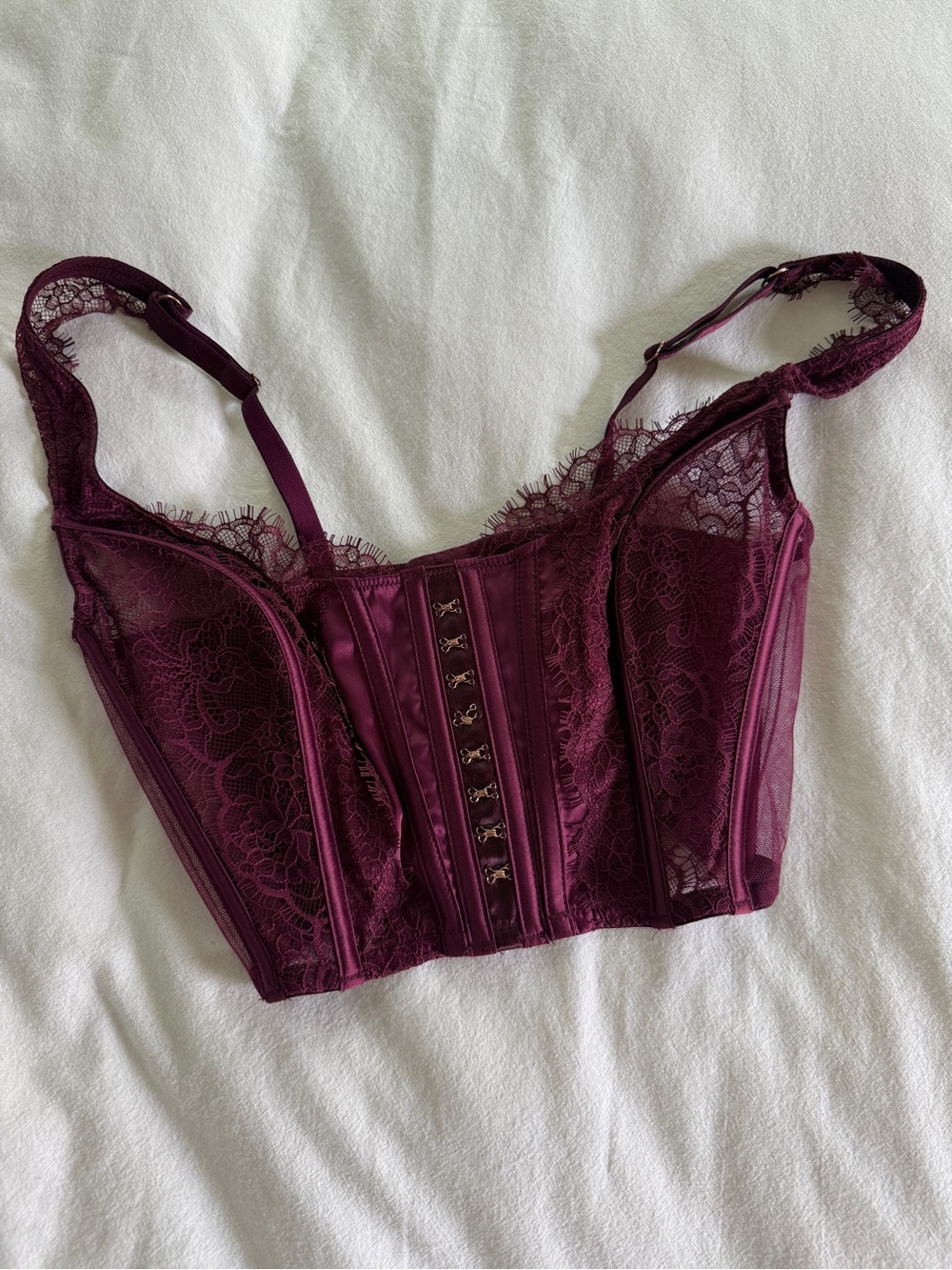 Victoria's Secret Lace Longline Bustier in Deep Wine